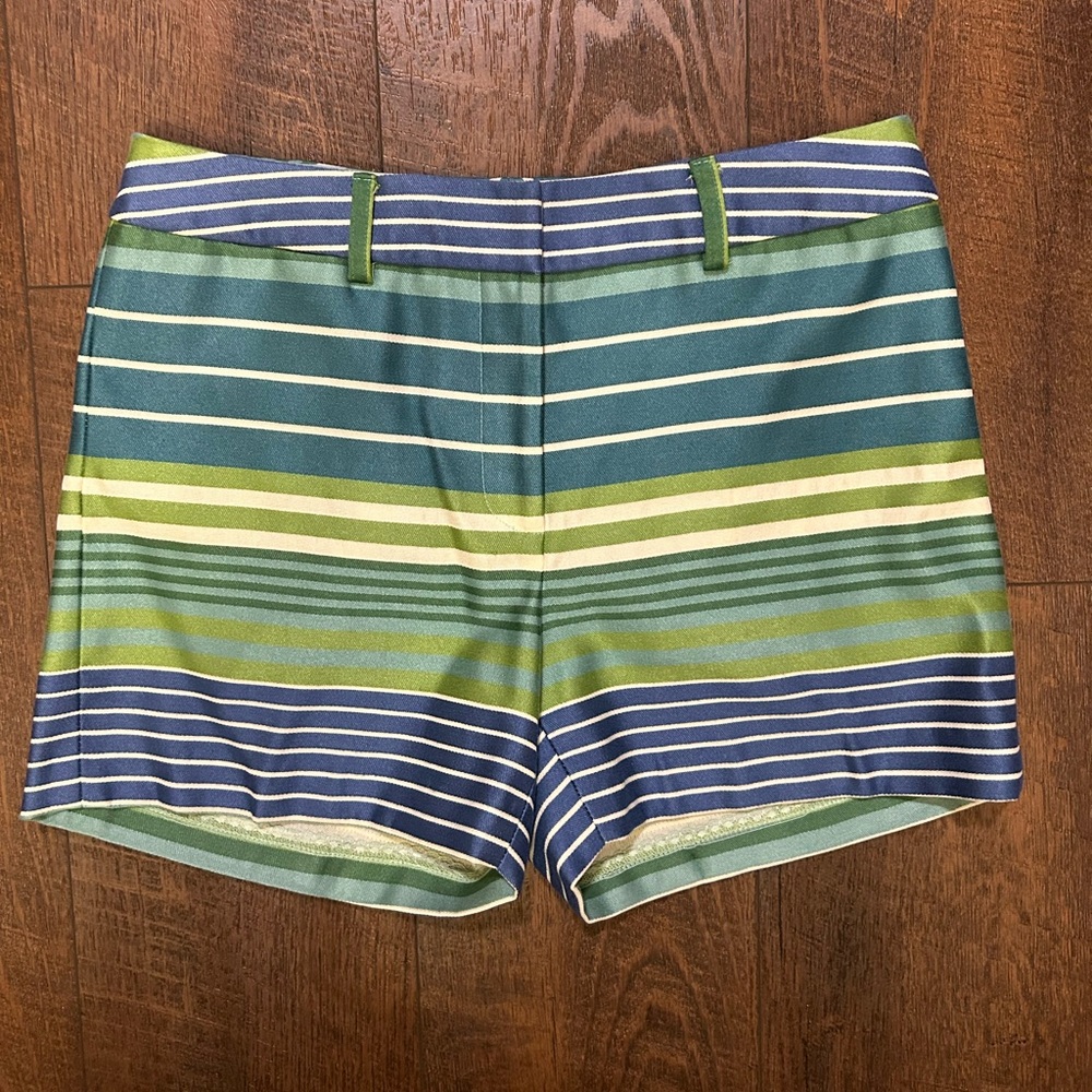 J. McLaughlin Striped Green Blue Crewneck Shorts
